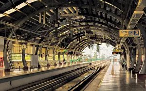 Delhi Prints: Tube / Metro / Train station platform background, modern architecture