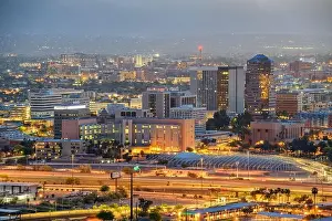 Tucson, Arizona, USA downtown city skyline at twilight