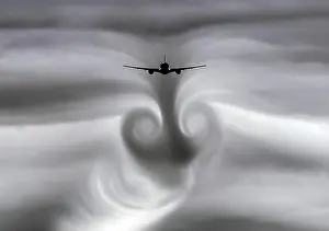 Wake Prints: The turbulence of the clouds left by the plane during