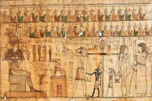 Turin, Italy - December 26, 2024: Book of the Death of Tayesnakht, Egyptian Museum, 332 B.C. - papyrus
