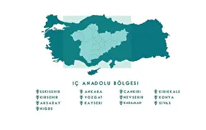 Yellow Vector Vectors Prints: Turkey Central Anatolia Region Map ( Turkish Turkiye ic anadolu bolgesi)