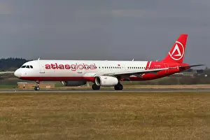 Airbus Prints: Turkish AtlasGlobal Airbus A321-200 TC-ETH departing from Luton Airport, UK