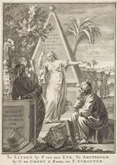 Leiden Prints: Turkish men with turbans and the personification of Antiquity pointing to heaven