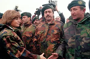 Prime Minister Prints: Former Turkish Prime minister Tansu Çiller visiting military squadron in Azerbeijan
