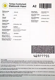 Visa Prints: Turkish visitors entry Visa