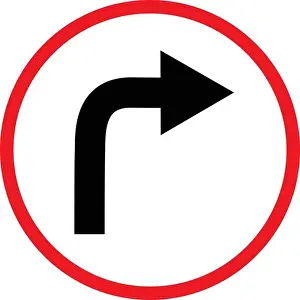 Red Street Prints: turn right sign on white background