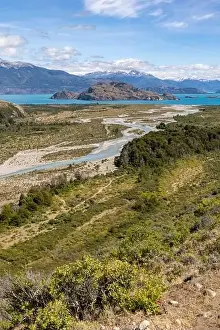 Patagonian Prints: Turquoise creek flowing to the beautiful Lago General Carrera in southern Chile - Traveling the Carretera Austral