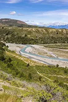 Blueish Prints: Turquoise creek flowing to the beautiful Lago General Carrera in southern Chile - Traveling the Carretera Austral