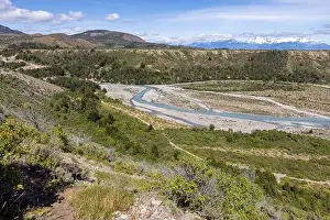 Blueish Prints: Turquoise creek flowing to the beautiful Lago General Carrera in southern Chile - Traveling the Carretera Austral