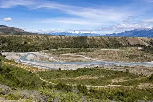 Blueish Prints: Turquoise creek flowing to the beautiful Lago General Carrera in southern Chile - Traveling the Carretera Austral