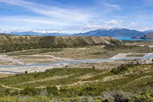 Blueish Prints: Turquoise creek flowing to the beautiful Lago General Carrera in southern Chile - Traveling the Carretera Austral