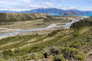 Carretera Austral Prints: Turquoise creek flowing to the beautiful Lago General Carrera in southern Chile - Traveling the Carretera Austral