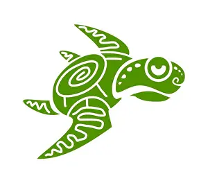 Maya Prints: Turtle Mayan Aztec totem symbol represents longevity