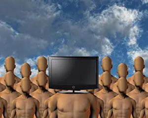 Part Of Prints: TV Head. Surreal art. 3D rendering