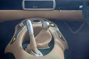 Knob Prints: TVR Tuscan sports car interior detail with gear stick and handbrake leather