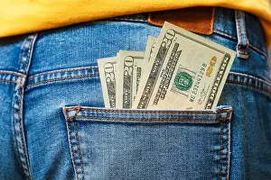 Pants Prints: Twenty-dollar bills sticking out of the back pocket of jeans