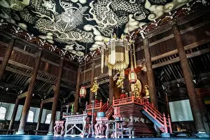 Kyoto Prints: Twin dragons painting on the ceiling of the Hatto (lecture hall) Kennin-ji Temple