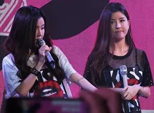 Celeb Prints: The twin sisters Miko and Yumi of Singaporean pop duo BY2 attend a promotional
