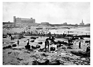 Topical Prints: Tynemouth Tyne Wear England Grand Parade Undersea aquatic park Seal Cove rock pool beach paddling Victorian era