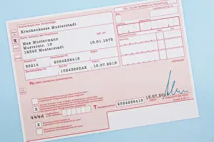 Pharmaceuticals Prints: Typical german medical prescription form