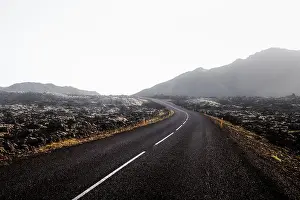 Typical Iceland landscape with road