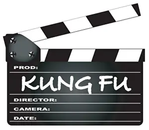 Maker Prints: A typical movie clapperboard with the legend Kung Fu isolated on white