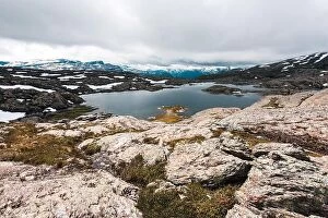 Images Dated 18th July 2017: Typical norwegian landscape with snowy mountains