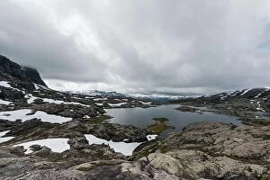 Images Dated 18th July 2017: Typical norwegian landscape with snowy mountains