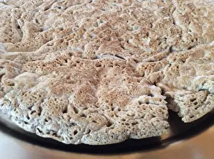 Recording Prints: Typical sponge-like surface of an Injera bread made of teff flour and water
