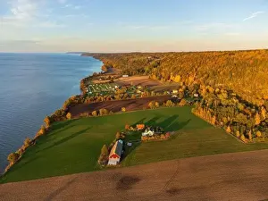Panorama Hill Prints: Typical swedish countryside landscape in autumn colors