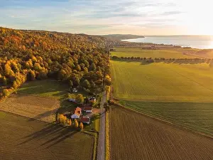 Landscape House Prints: Typical swedish countryside landscape in autumn colors