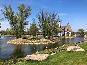 River Lake Prints: Typical Ukrainian house in a park in Dnipro, Ukraine