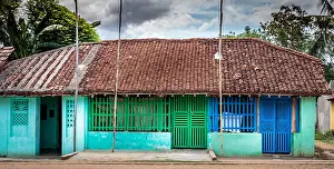 Tamil Nadu Prints: Typical village house in South India