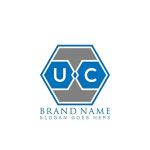 Ornaments Prints: UC Unique modern flat abstract geometric initials vector letter logo design