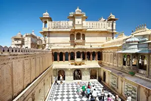 Udaipur Prints: Udaipur - interior courtyard in the Udaipur City Palace, Udaipur, Rajasthan, India