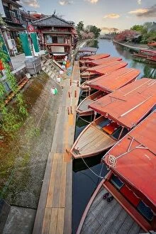 Images Dated 12th April 2014: Uji, Japan on the Uji River with river boats