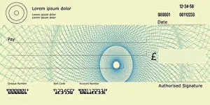 Transaction Prints: UK Blank Cheque with Pound sign and UK Spelling