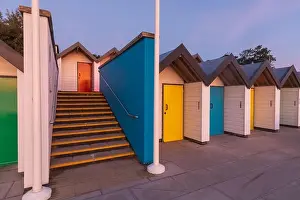 Resorts Prints: UK. England, Dorset, Swanage, colourful Beach Huts