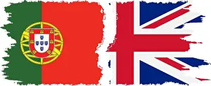Isolate Prints: UK and Portugal grunge flags connection, vector