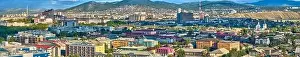 Shopping Center Prints: Ulan-Ude, Russia - July 20, 2022: Panoramic view from the height of the city in summer on a bright sunny day