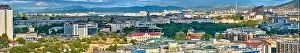 Shopping Center Prints: Ulan-Ude, Russia - July 20, 2022: Panoramic view from the height of the city in summer on a bright sunny day