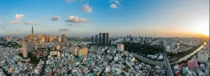 Landmark 81 Prints: Ultra hi resolution dramatic Aerial panorama from Binh Thanh district Ho Chi Minh City taking in major city buildings