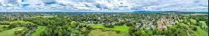 Suburbia Prints: Ultra wide aerial panorama of Dandenong North suburb and parklands in Melbourne, Australia