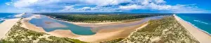Travel Locations Prints: Ultra wide aerial panorama of ocean coastline in Australia