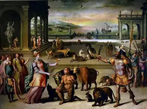 Ulysses Prints: Ulysses Frees His Comrades from the Sorceress Circe` Spell 1579-1575 Florence, Italy