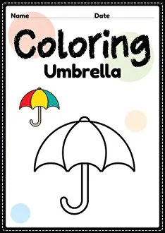 Develop Prints: Umbrella coloring page picture worksheet for preschool