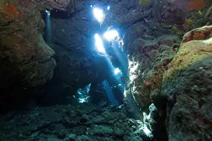 Sea Cave Prints: Underwater corridors and caverns near Abu Dabab