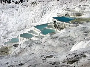 Precipitation Prints: UNESCO World Heritage Sinter terraces of Pamukkale, Denizli, Turkey
