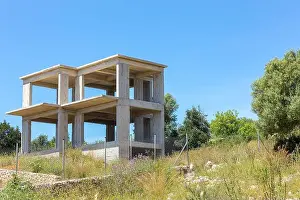Floors Prints: Unfinished concrete building in rural Kefalonia in Greece