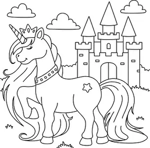 Pony Prints: Unicorn Princess Coloring Page for Kids